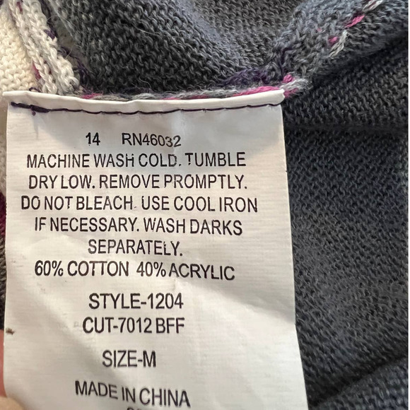 Southern Lady Striped Faux Turtleneck Sweater in Purple Pink Gray Size Medium - Picture 5 of 5